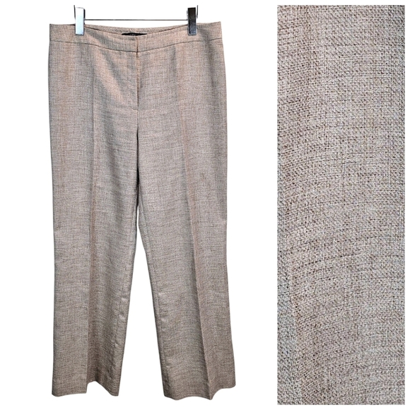 Lafayette 148 NY Women Menswear Virgin Wool Blend Dress Pants 12 Tan Lightweight - Picture 1 of 12